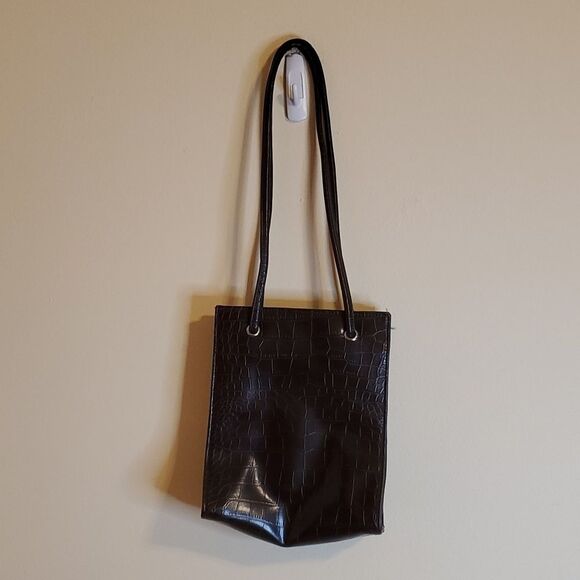 Nine West brown mock croc shoulder bag purse - Picture 3 of 8